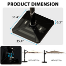 EROMMY 35.5" Patio Square Umbrella Base with Wheels, Heavy Duty Stand for Large Offset & Cantilever Umbrellas, Holds Up to 440 lbs with Water, Perfect for Outdoor Use-Erommy